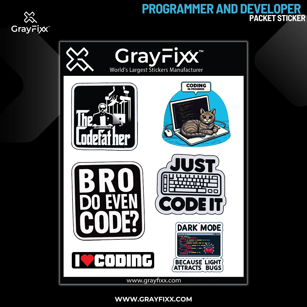 Programmer & Developer Packet Sticker | Made In Premium Gloss Vinyl With FPF(Fade Protection Film), Water Proof, Precut Sticker, Pack Of 1